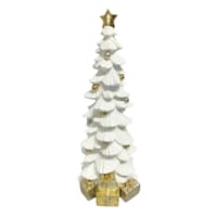 White & Gold Resin Tree with Gifts, 16"