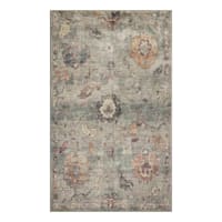 Rover Olive Green Floral Printed Chenille Washable Accent Rug, 27x45