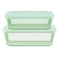 Pyrex 4-Piece Green Glass Rectangle Food Storage Value Pack