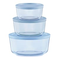 Pyrex 6-Piece Round Blue Glass Food Storage Set, 2c/4c/7c