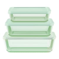 Pyrex 6-Piece Green Glass Food Storage Set, 3c/6c/11c