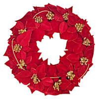 Red Christmas Poinsettia Wreath, 24"