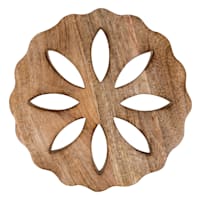 Flower Design Scalloped Wood Trivet, 9"