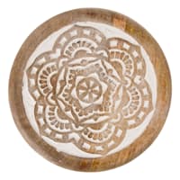 9In Carved Flower Wood Trivet