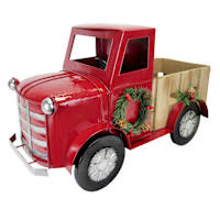 Homespun Holiday Metal & Wood Red Truck with Wreath, 26"