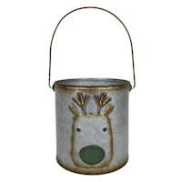 Galvanized Metal Reindeer Container, 6"