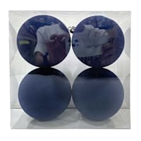 4-Count Blue Flocked Ornaments, 3.9"