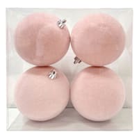4-Count Pink Flocked Ornaments, 3.9"