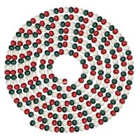 Homespun Holiday Red, Green & White Wooden Bead Garland, 144"