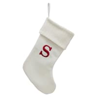 19" White Knit Monogram Stocking, S