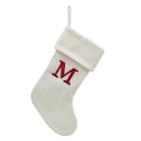 19" White Knit Monogram Stocking, M