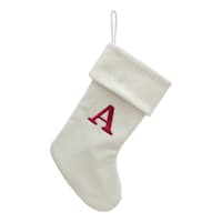 19" White Knit Monogram Stocking, A