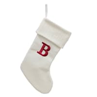 19" White Knit Monogram Stocking, B