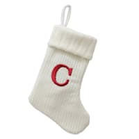 8" White Knit Monogram Stocking, C