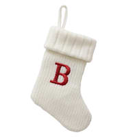 8" White Knit Monogram Stocking, B