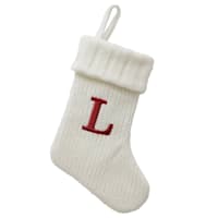 8" White Knit Monogram Stocking, L