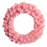 Pastel Pink Pre-Lit LED Wreath, 24"