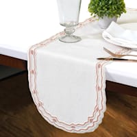 Neutral Table Runner with Pink Beading Design, 36x13