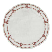Neutral Placemat with Pink Beaded Border, 14"