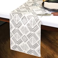 Neutral Semi-Beaded & Embroidered Tribal Table Runner, 36x13