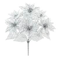 Metallic Poinsettia Floral Bush, 15"