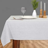 Black & White Striped Print Tablecloth, 60x104