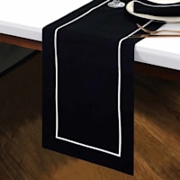 Black with White Embroidery Table Runner, 14x72