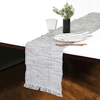 14X72 White/Black Mix Yarn Dyed Runner With Fringe