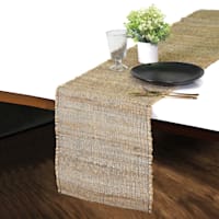 Natural & Black Woven Jute Table Runner, 14x72