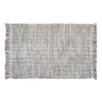 S4 1319 White/Black Mix Yarn Dyed Placemat With Fringe