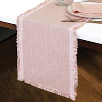 14X72 Pink/White Yarn Dyed Runner With Fringe