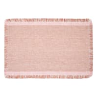 S4 13X19 Pink/White Yarn Dyed With Fringe Placemats