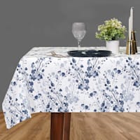60X84 Blue Floral Print Tablecloth