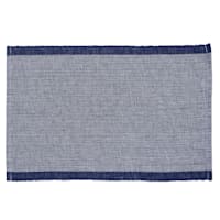S4 13X19 Blue/Ivory Mix Woven Placemat With Fringe