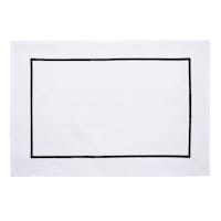 Set of 4 Black Embroidered White Placemats, 13x19