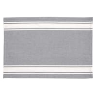 Set of 4 Grey with White Striped Border Placemats, 13x19