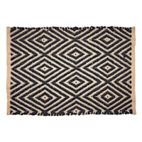 Natural Jute Placemat with Black Diamond Print, 13x19