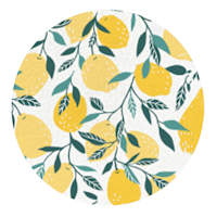 Yellow Lemon Print Braided Round Placemat, 15"