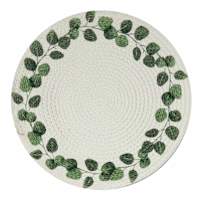 Green Leaf Print Braided Round Placemat, 15"