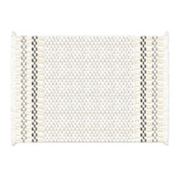 Set of 4 Grey & White Woven Placemats with White Fringe, 13x20