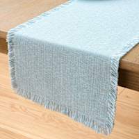 Turquoise Zara Table Runner with Fringe, 72x14