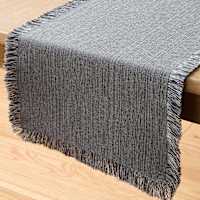 Black & Grey Zara Table Runner with Fringe, 72x14