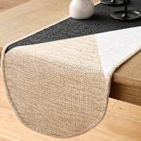 Black & White Slice Design Jute Table Runner, 72x14
