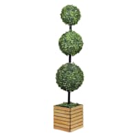Ball Topiary in Wooden Vessel, 40"