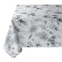 Black & White Blooming Floral Tablecloth, 60x84