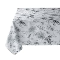 60X104In Blooming Floral Black/White Tablecloth