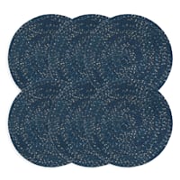 Set of 6 Navy Blue Boucle Round Placemat, 15"
