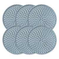 Set of 6 Pila Navy Blue Round Placemats, 15"