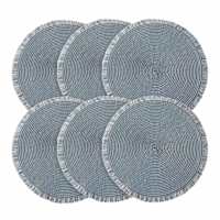 Set of 6 Vargus Cove Blue Round Placemats, 15"