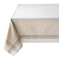 Cassandra Natural Jacquard Tablecloth, 60x84